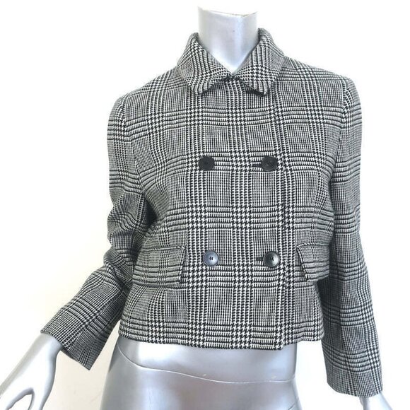 Christian Dior Double Breasted Jacket Black/White Houndstooth Wool Size US 6 - Picture 1 of 8